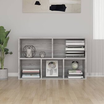 Boekenkast/dressoir 50x25x80 cm bewerkt hout sonoma grijs 8720845735340 3