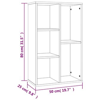 Boekenkast/dressoir 50x25x80 cm bewerkt hout sonoma grijs 8720845735340 12