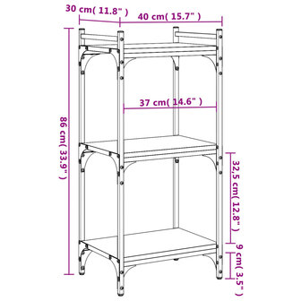 Boekenkast 3-laags 40x30x86 cm bewerkt hout bruineikenkleurig 8721012194137 9