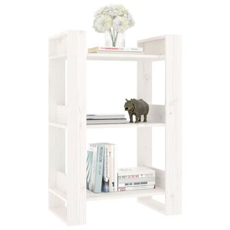 Boekenkast/kamerscherm 60x35x91 cm massief grenenhout wit 8720286905180 5