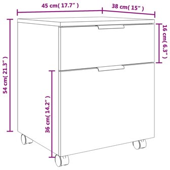 Dossierkast verrijdbaar 45x38x54 cm bewerkt hout gerookt eiken 8720287084792 10