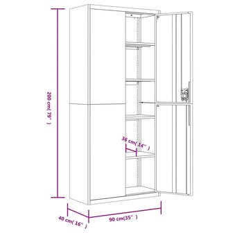 Archiefkast 90x40x200 cm staal lichtgrijs 8720845889838 10