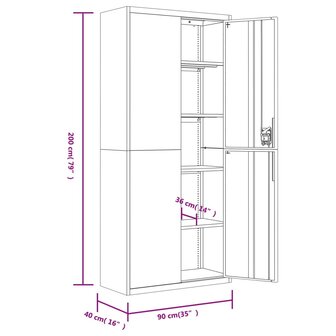 Archiefkast 90x40x200 cm staal antracietkleurig 8720845889852 10