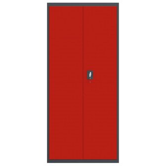 Archiefkast 90x40x200 cm staal antracietkleurig en rood 8720845889876 3