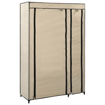 Kledingkast opvouwbaar 110x45x175 cm stof cr&egrave;me 8719883564661 1