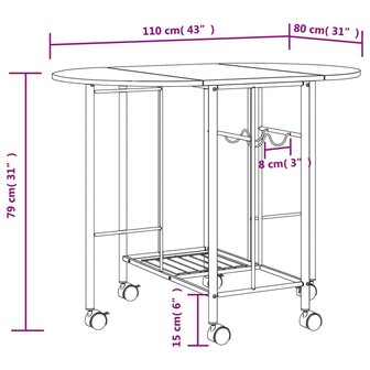 Eetkamerset opvouwbaar zwart MDF 5-dlg 8718475527817 6