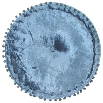 Poef rond 40x20 cm fluweel blauw 8719883867168 2