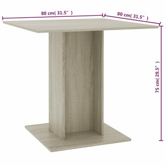 Eettafel 80x80x75 cm spaanplaat sonoma eikenkleurig 8719883674162 6