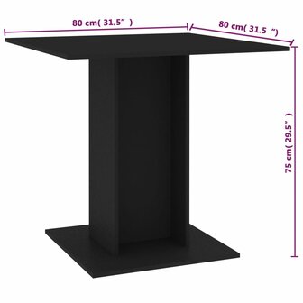 Eettafel 80x80x75 cm bewerkt hout zwart 8719883674148 6