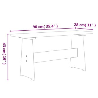 Eettafel met bankje massief grenenhout honingbruin en wit 8720286343104 7