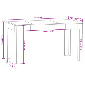 Eettafel 140x74,5x76 cm bewerkt hout grijs sonoma eikenkleurig 8720286932612 7