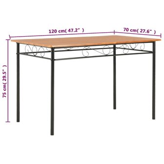 Eettafel 120x70x75 cm MDF bruin 8719883708782 8