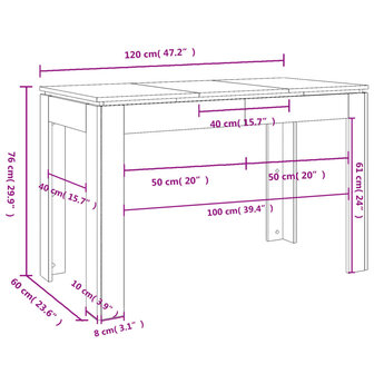 Eettafel 120x60x76 cm bewerkt hout bruineikenkleurig 8720286976036 7