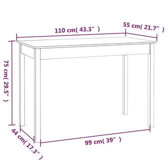 Eettafel 110x55x75 cm massief grenenhout zwart 8720287188568 8