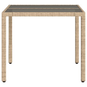 Tuintafel met glazen blad 90x90x75 cm poly rattan beige 8721012264533 5