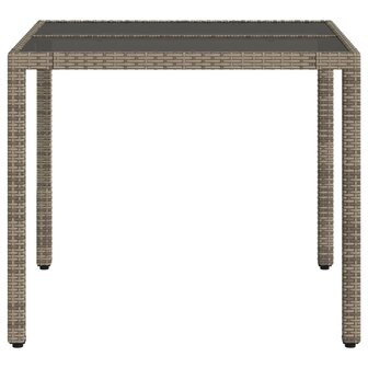 Tuintafel met glazen blad 90x90x75 cm poly rattan grijs 8721012264526 5