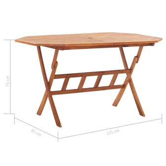 Tuintafel inklapbaar 135x85x75 cm massief acaciahout 8719883780313 8