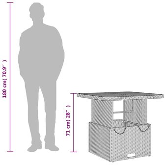 Tuintafel 80x80x71 cm poly rattan en acaciahout zwart 8721012449428 12