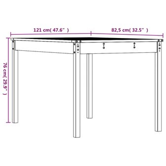 Tuintafel 121x82,5x76 cm massief grenenhout grijs 8720845691028 8