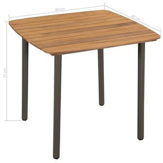 Tuintafel 80x80x72 cm massief acaciahout en staal 8718475614715 4