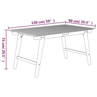 Tuintafel 150x90x75 cm massief acaciahout 8720845754358 6