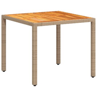 Tuintafel 90x90x75 cm poly rattan en acaciahout beige 8721012451384 7