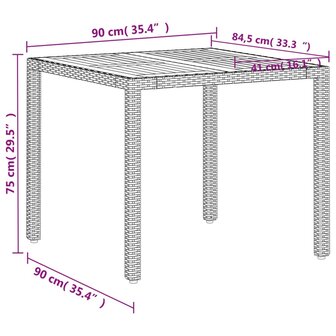 Tuintafel 90x90x75 cm poly rattan en acaciahout beige 8721012451384 11