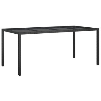 Tuintafel 190x90x75 cm gehard glas en poly rattan black 8720286666494 2