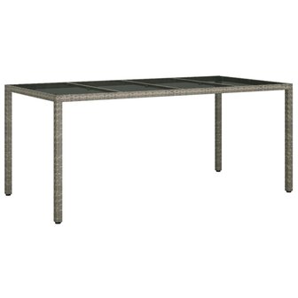 Tuintafel 190x90x75 cm gehard glas en poly rattan grijs 8720286666517 2