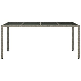 Tuintafel 190x90x75 cm gehard glas en poly rattan grijs 8720286666517 3