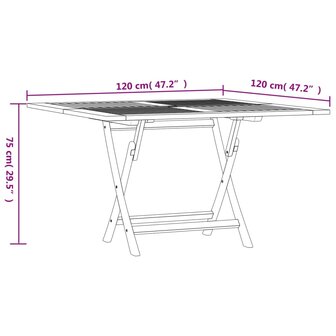 Tuintafel inklapbaar 120x120x75 cm massief teakhout 8720845749392 8