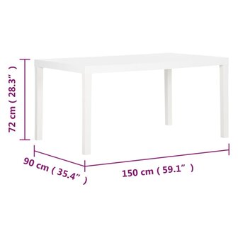 Tuintafel 150x90x72 cm polypropeen wit 8720286908099 8