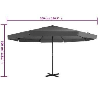 Parasol met aluminium paal 500 cm antraciet 8718475626039 7