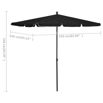 Parasol met paal 210x140 cm zwart 8720286205082 6