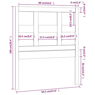 Hoofdbord 95,5x4x100 cm massief grenenhout honingbruin 8720287007845 6