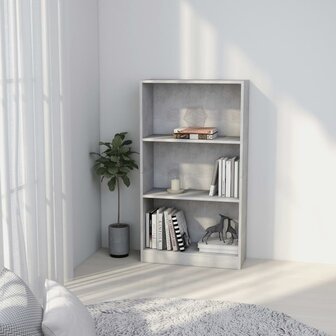 Boekenkast met 3 schappen 60x24x109 cm bewerkt hout betongrijs 8719883787725 1