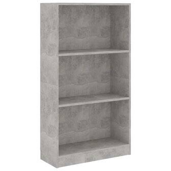 Boekenkast met 3 schappen 60x24x109 cm bewerkt hout betongrijs 8719883787725 2