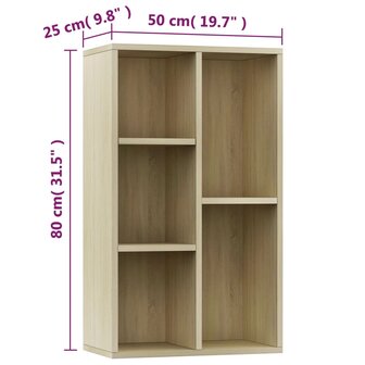 Boekenkast/dressoir 50x25x80 cm bewerkt hout sonoma eikenkleur 8719883673264 11