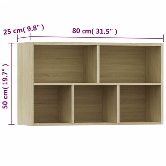 Boekenkast/dressoir 50x25x80 cm bewerkt hout sonoma eikenkleur 8719883673264 12