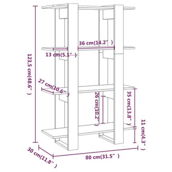 Boekenkast/kamerscherm 80x30x123,5 cm bruineikenkleurig 8720286844083 7