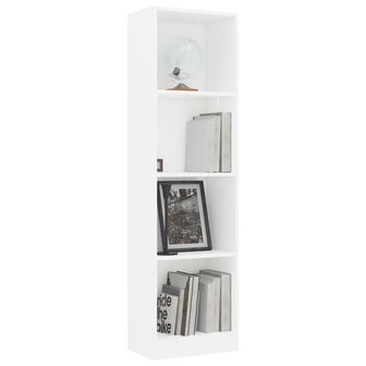 Boekenkast met 4 schappen 40x24x142 cm bewerkt hout wit 8719883787411 3