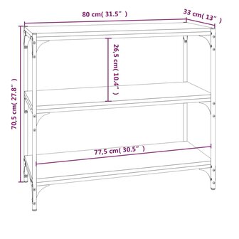 Boekenkast 80x33x70,5 cm hout en staal grijs sonoma eikenkleur 8720287197225 9