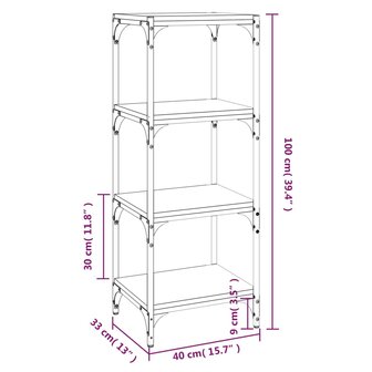 Boekenkast 40x33x100 cm bewerkt hout en staal zwart 8720287196945 9