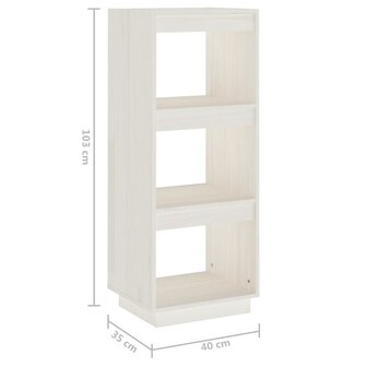 Boekenkast/kamerscherm 40x35x103 cm massief grenenhout wit 8720286815762 8