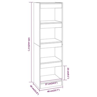 Boekenkast/kamerscherm 40x30x135 cm grijs sonoma eikenkleurig 8720286844229 7