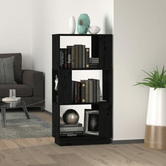 Boekenkast/kamerscherm 51x25x101 cm massief grenenhout zwart 8720286905814 1