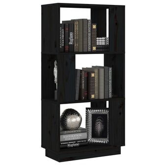 Boekenkast/kamerscherm 51x25x101 cm massief grenenhout zwart 8720286905814 4