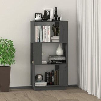 Boekenkast/kamerscherm 51x25x101 cm massief grenenhout grijs 8720286905791 3