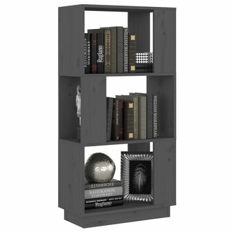 Boekenkast/kamerscherm 51x25x101 cm massief grenenhout grijs 8720286905791 4