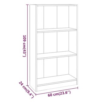 Boekenkast 60x24x109 cm bewerkt hout gerookt eikenkleurig 8720286931523 7